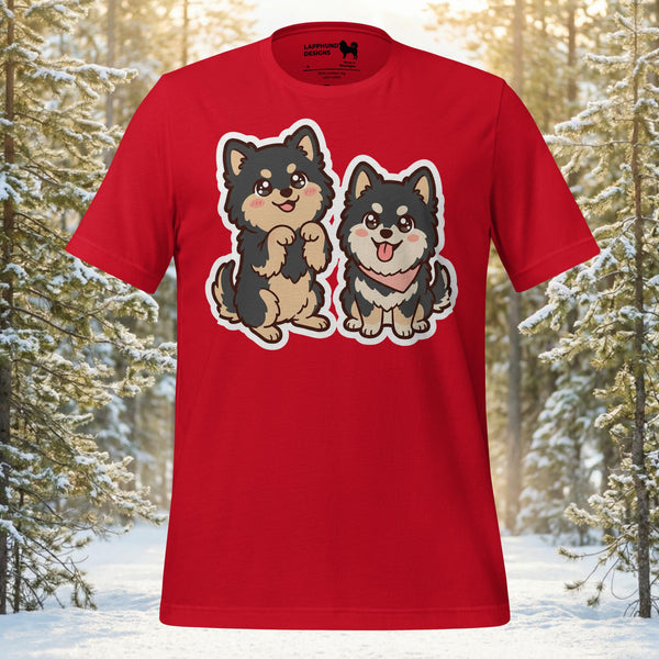 Finnish Lapphund Kawaii Paws Chibi Besties Graphic T-Shirt | Lapphund Designs