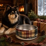 Northern Cabin Plaid Finnish Lapphund 32oz dog bowl gift scene