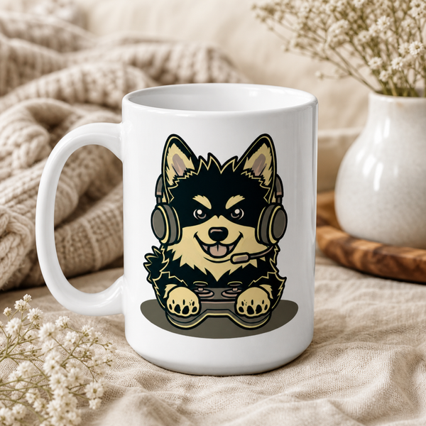 Finnish Lapphund Mug Gamer Dog Headset Nordic Pet Gift Finnish Lapphund ceramic mug