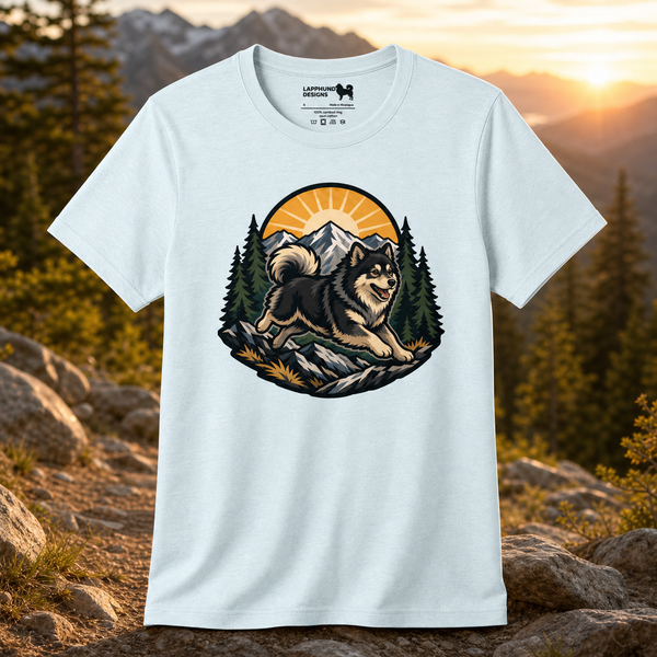 Finnish Lapphund Sunrise Summit Leap T-Shirt Finnish Lapphund t-shirt