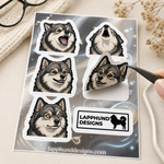 Individual peel detail of the Finnish Lapphund Talking Faces Sticker Sheet – Howls, Smiles & Vocal Expressions Finnish Lapphund sticker sheet