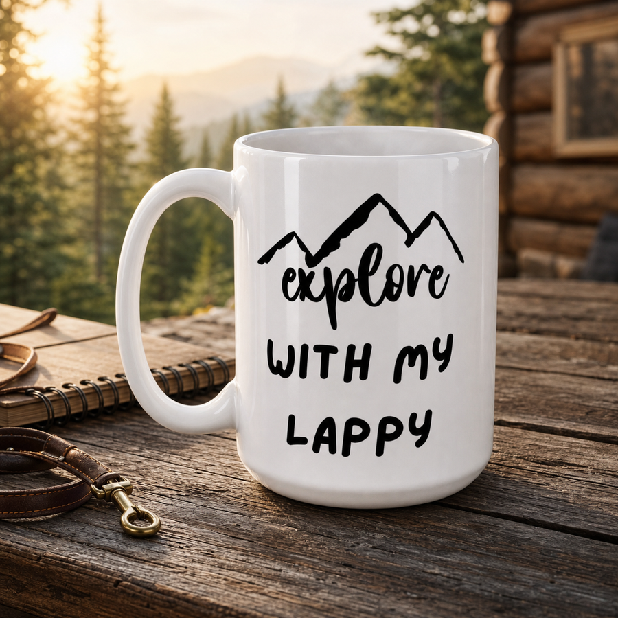 Finnish Lapphund Mug Explore With My Lappy Nordic Gift Finnish Lapphund ceramic mug