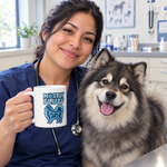Finnish Lapphund Mostly Fluff Halloween Mug Finnish Lapphund mug in use, lifestyle photo