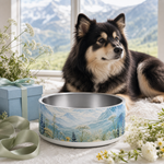 Glacier Meadow Finnish Lapphund 32oz dog bowl gift scene