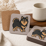 Cork backing and size of the Finnish Lapphund Friendly Icon Illustration Cork-Back Coaster Finnish Lapphund coaster