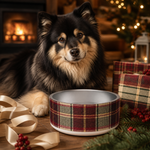 Winterberry Tartan Finnish Lapphund 32oz dog bowl gift scene