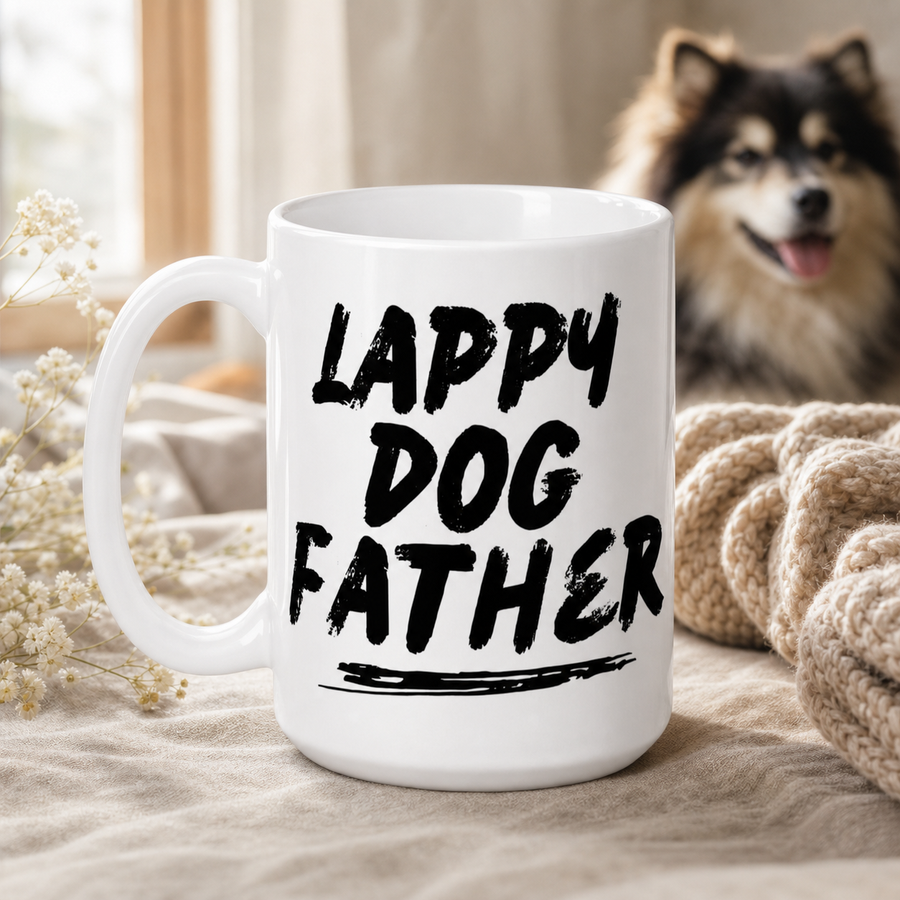 Lappy Dog Father Mug – Bold Typography for Proud Lapphund Dads Finnish Lapphund ceramic mug