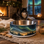 Aurora Holiday Hearth Finnish Lapphund 32oz dog bowl gift scene