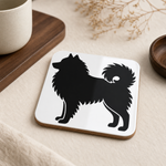 Black Finnish Lapphund Silhouette Lapphund Designs Logo Cork-Back Coaster Finnish Lapphund cork-back coaster
