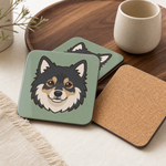 Cork backing and size of the Finnish Lapphund Head Portrait Icon Cork-Back Coaster Finnish Lapphund coaster