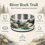River Rock Trail Finnish Lapphund 32oz dog bowl features and specs