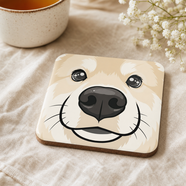 Finnish Lapphund Cream Face Cork-Back Coaster Finnish Lapphund cork-back coaster