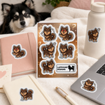 Finnish Lapphund Curious Puppy Sticker Sheet – Confused Looks, Question Marks & Sweet Reactions Finnish Lapphund stickers applied in real use