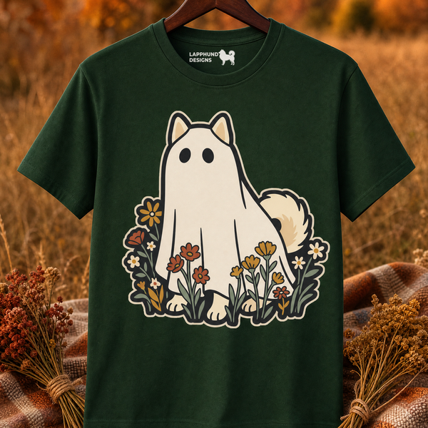 Finnish Lapphund Wildflower Ghost Halloween T-Shirt Finnish Lapphund t-shirt