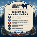 Bella+Canvas 3001 size and fit guide for the Finnish Lapphund Snow Country Outfitter Badge T-Shirt Finnish Lapphund t-shirt