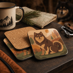 Cork backing and size of the Finnish Lapphund Autumn Landscape Illustration Cork-Back Coaster Finnish Lapphund coaster