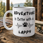 Glossy print detail on the Finnish Lapphund Mug Adventure Better Lappy Dog Lover Gift Finnish Lapphund mug