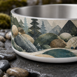River Rock Trail design detail on a Finnish Lapphund 32oz dog bowl