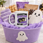 Finnish Lapphund Ghosting Everyone But My Lappy Halloween Mug Finnish Lapphund mug in a Halloween gift basket