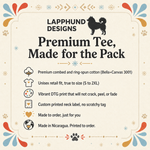 Bella+Canvas 3001 size and fit guide for the Finnish Lapphund Tell Your Lappy Hi T-Shirt Finnish Lapphund t-shirt