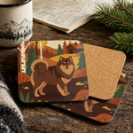Cork backing and size of the Finnish Lapphund Nordic Cabin Landscape Cork-Back Coaster Finnish Lapphund coaster