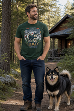 Finnish Lapphund Best Dad Ever Forest Heritage Graphic T-Shirt Finnish Lapphund t-shirt worn, lifestyle photo