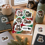 Finnish Lapphund Christmas Cheer Sticker Sheet – Cozy Holiday & Festive Designs Finnish Lapphund stickers applied in real use