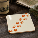 Glossy print detail on the Finnish Lapphund Paw Trail Minimalist Cork-Back Coaster Finnish Lapphund coaster