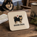 Finnish Lapphund “Good Dog” Illustration Cork-Back Coaster Finnish Lapphund cork-back coaster