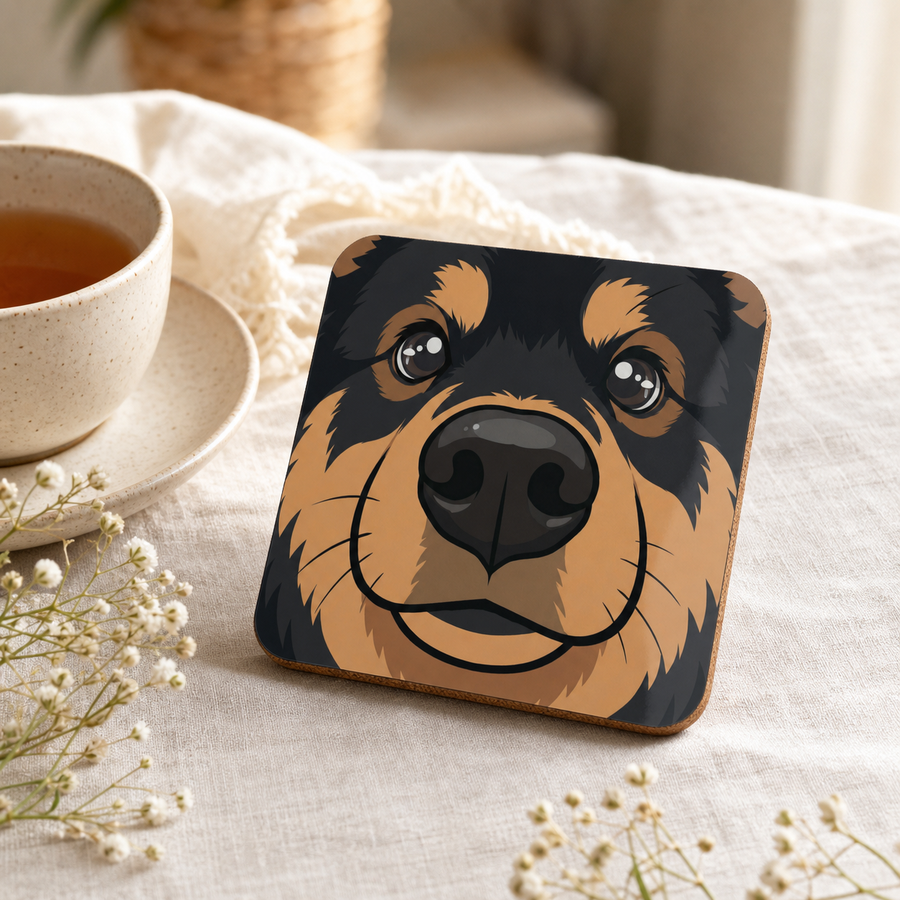 Finnish Lapphund Black and Brown Face Cork-Back Coaster Finnish Lapphund cork-back coaster