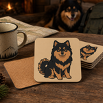 Cork backing and size of the Finnish Lapphund Classic Illustration Cork-Back Coaster Finnish Lapphund coaster