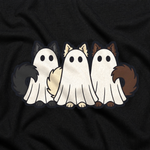 Finnish Lapphund Three Little Boos Halloween T-Shirt design close-up on a Finnish Lapphund t-shirt