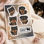 Individual peel detail of the Finnish Lapphund Puppy Reactions Sticker Sheet – Cute Faces, Big Feelings & Expressions Finnish Lapphund sticker sheet