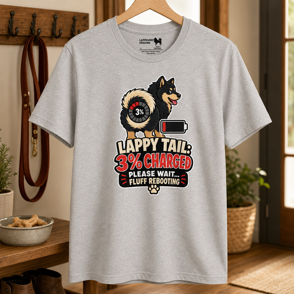 Finnish Lapphund Lappy Tail 3% Charged T-Shirt Finnish Lapphund t-shirt