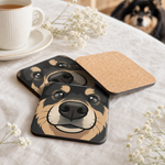 Cork backing and size of the Finnish Lapphund Black and Tan Face Cork-Back Coaster Finnish Lapphund coaster