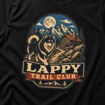 Finnish Lapphund Lappy Trail Club T-Shirt design close-up on a Finnish Lapphund t-shirt