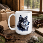 Finnish Lapphund Mug Wild Nordic Wolf Profile Dog Gift Finnish Lapphund mug as a gift