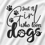 Just a Girl Who Loves Dogs T-Shirt - Finnish Lapphund Outdoor Tee design close-up on a Finnish Lapphund t-shirt