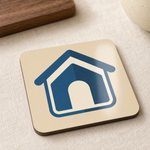 Glossy print detail on the Dog House Icon Cork-Back Coaster for Finnish Lapphund Lovers Finnish Lapphund coaster