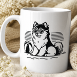 Glossy print detail on the Finnish Lapphund Mug Beach Shades Nordic Dog Vacation Gift Finnish Lapphund mug