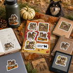 Finnish Lapphund Autumn Harvest Sticker Sheet – Fall Leaves, Pumpkins & Cozy Trails Finnish Lapphund stickers applied in real use