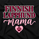 Finnish Lapphund Mama T-Shirt design close-up on a Finnish Lapphund t-shirt