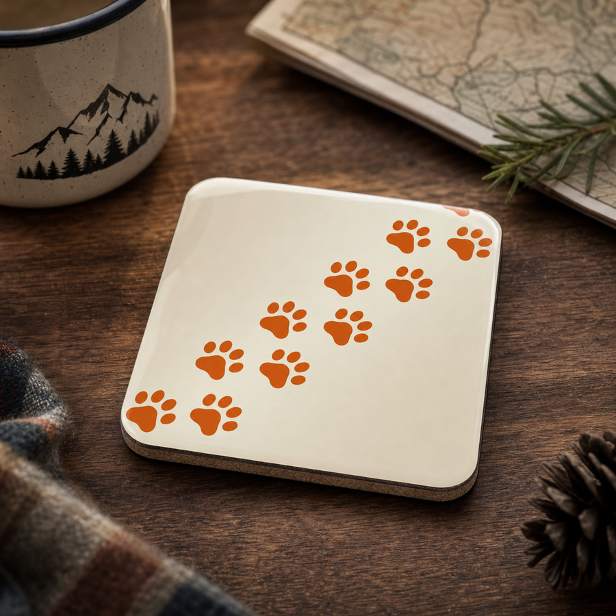Finnish Lapphund Paw Trail Minimalist Cork-Back Coaster Finnish Lapphund cork-back coaster