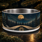 Midnight Spruce Moon design detail on a Finnish Lapphund 32oz dog bowl