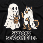 Finnish Lapphund Spooky Season Fuel Halloween T-Shirt design close-up on a Finnish Lapphund t-shirt