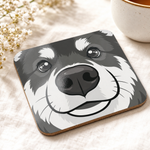 Glossy print detail on the Finnish Lapphund Wolf Sable Face Cork-Back Coaster Finnish Lapphund coaster