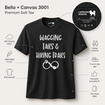 Bella+Canvas 3001 size and fit guide for the Wagging Tails & Hiking Trails Finnish Lapphund T-Shirt Finnish Lapphund t-shirt