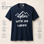 Bella+Canvas 3001 size and fit guide for the Explore with My Lappy T-Shirt – Adventure-Ready Gear for Lapphund Lovers Finnish Lapphund t-shirt