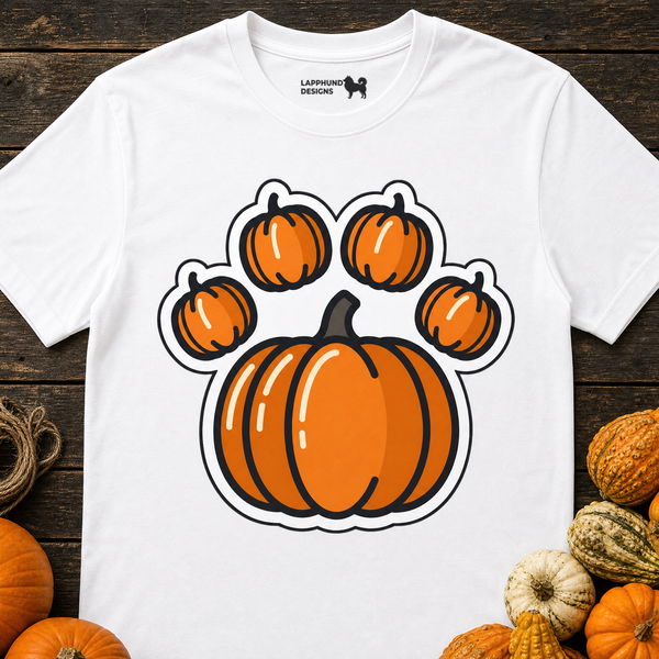 Finnish Lapphund Pumpkin Paw Print Halloween T-Shirt Finnish Lapphund t-shirt