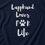 Lapphund Lover For Life T-Shirt – Celebrate Your Lifelong Love for Lapphunds design close-up on a Finnish Lapphund t-shirt